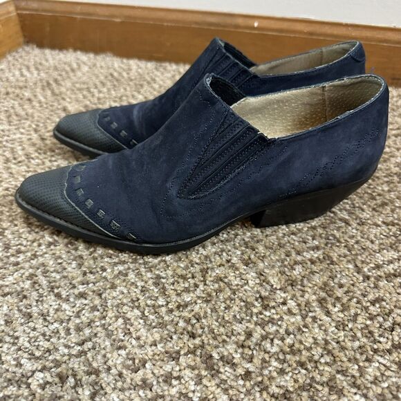 Guess Georges Marciano Blue Leather Western Booties Women's 6 Vintage 80s/90's - Picture 4 of 9